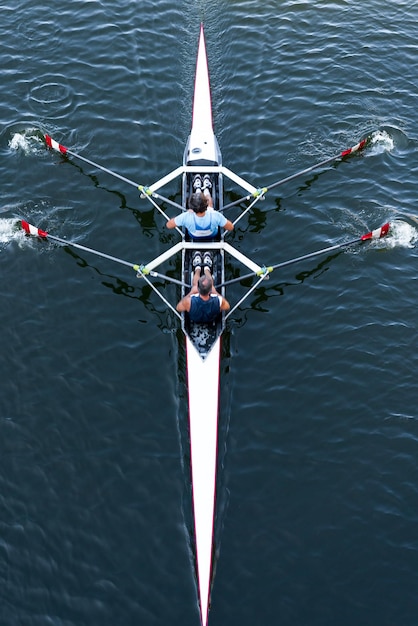 Photo high angle view of boat in sea