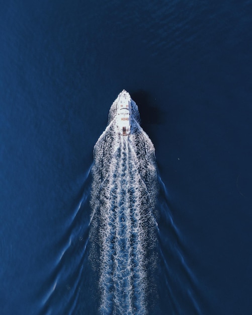 High angle view of a boat in sea