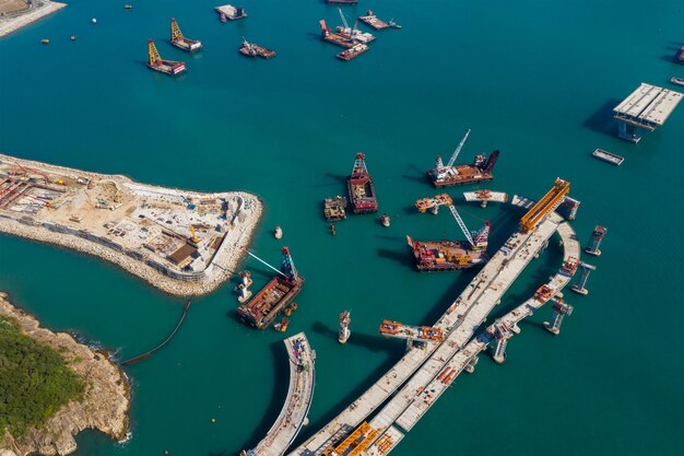 Photo high angle view of boats in sea