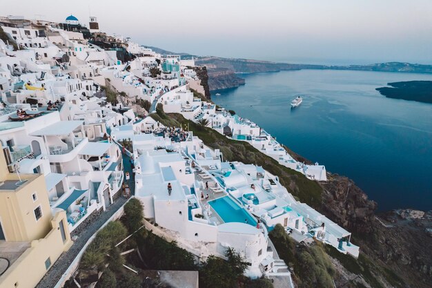 Photo high angle view of boats in sea