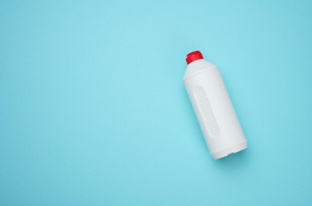 High angle view of bottle against blue background