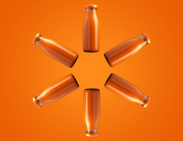 High angle view of bottle against orange background