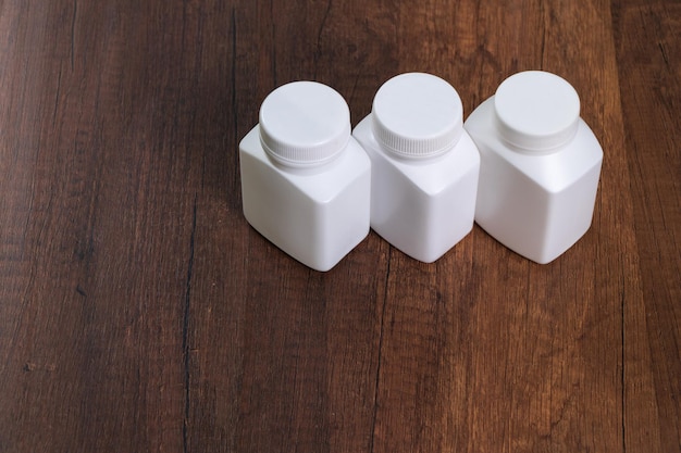 High angle view of bottles on table