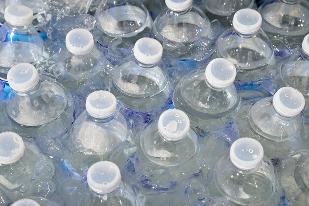 High angle view of bottles