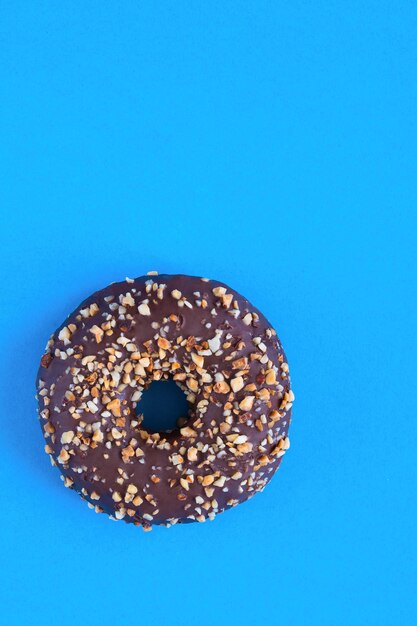 High angle view of bread against blue background