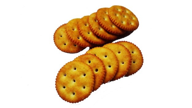 High angle view of bread against white background