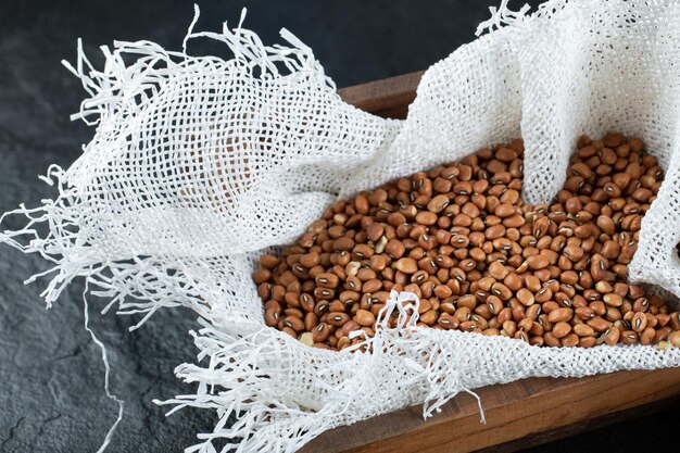 High angle view of bread in basket on table