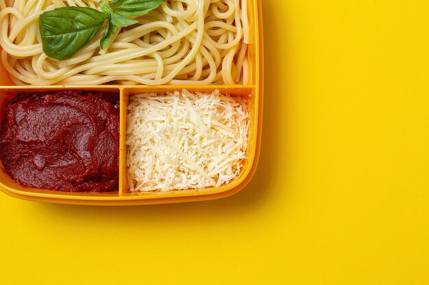 High angle view of bread in container