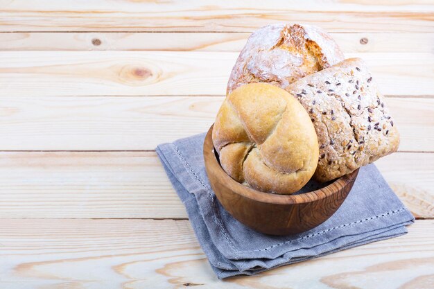 High angle view of bread on cutting board