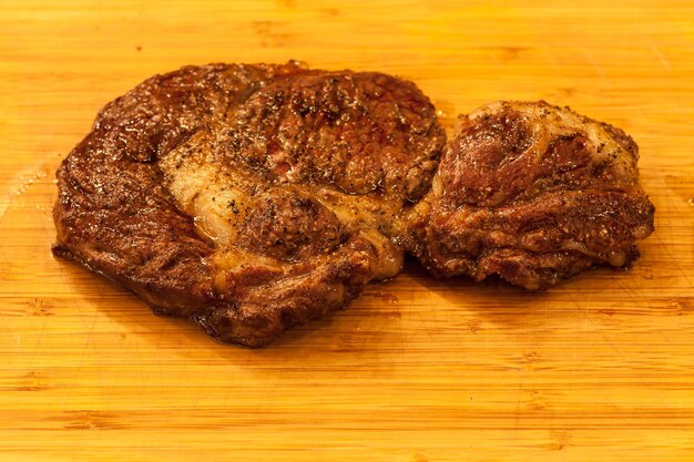 High angle view of bread on cutting board