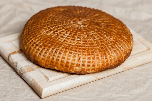 high angle view of bread on cutting board