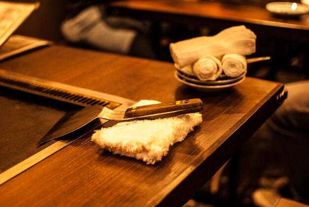 High angle view of bread on cutting board