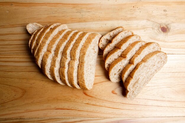 High angle view of bread on cutting board