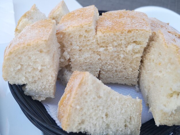 High angle view of bread in plate