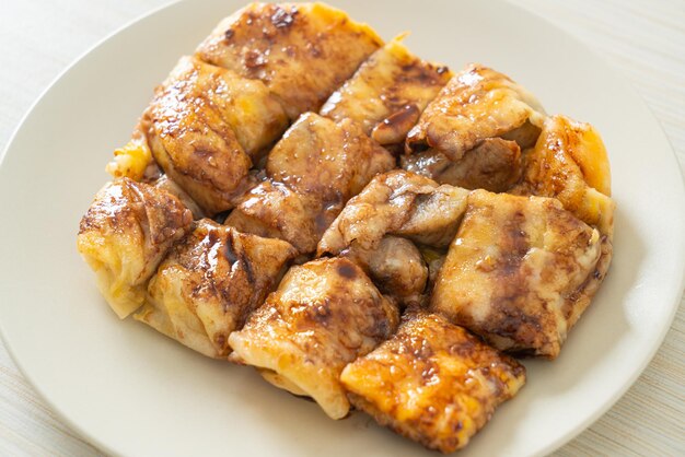 High angle view of bread on plate