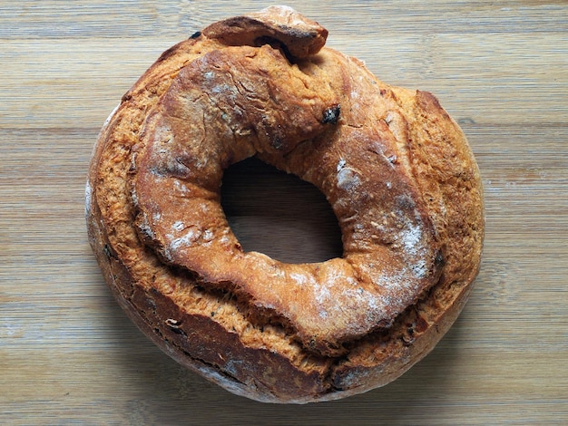 High angle view of bread on table