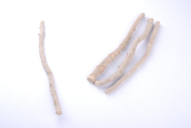 High angle view of bread on white background