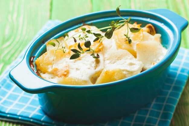 High angle view of breakfast in bowl on table