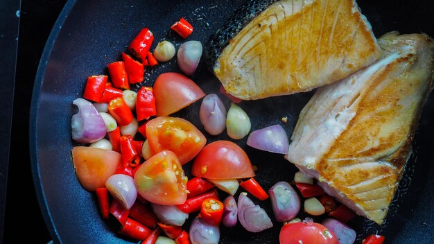 High angle view of breakfast in bowl