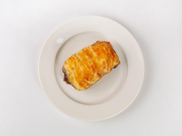 High angle view of breakfast in plate on table