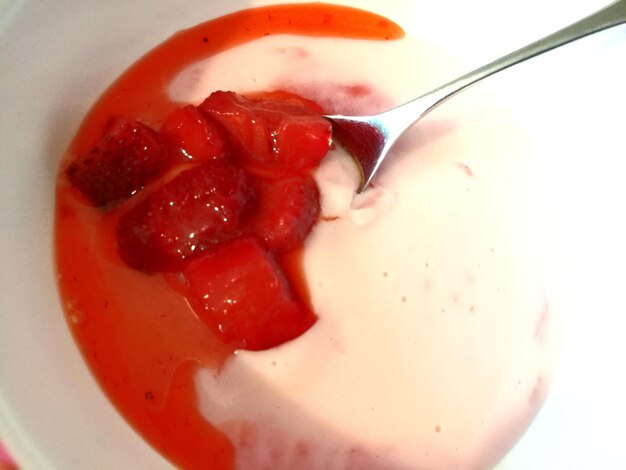 High angle view of breakfast served in bowl