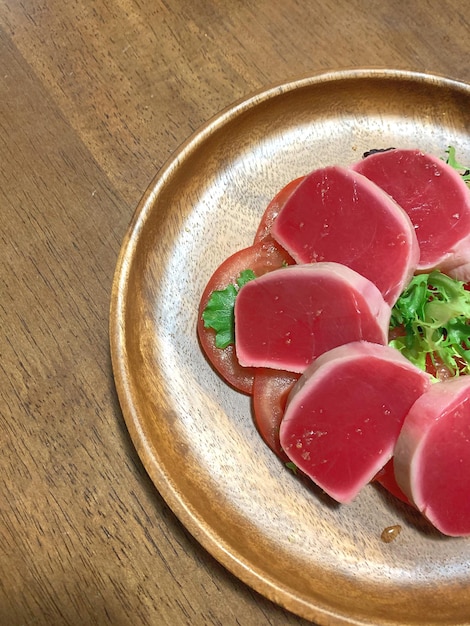 High angle view of breakfast served in plate