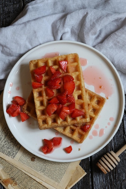 High angle view of breakfast served in plate