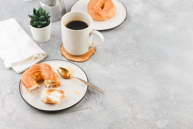 High angle view of breakfast served on table