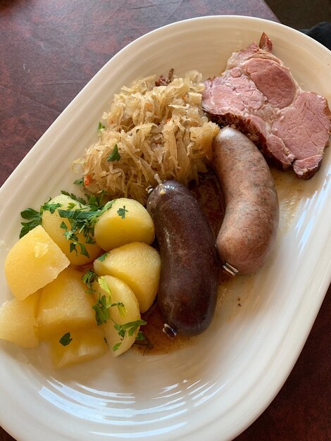 High angle view of breakfast served on table