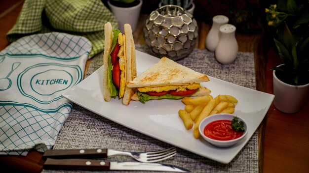 Photo high angle view of breakfast served on table