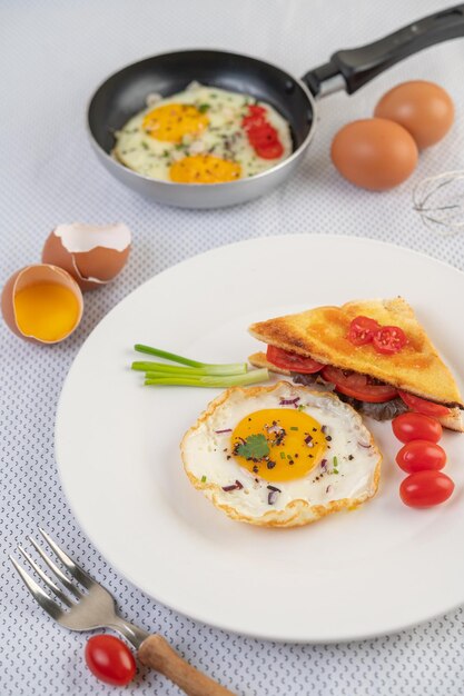 High angle view of breakfast served on table