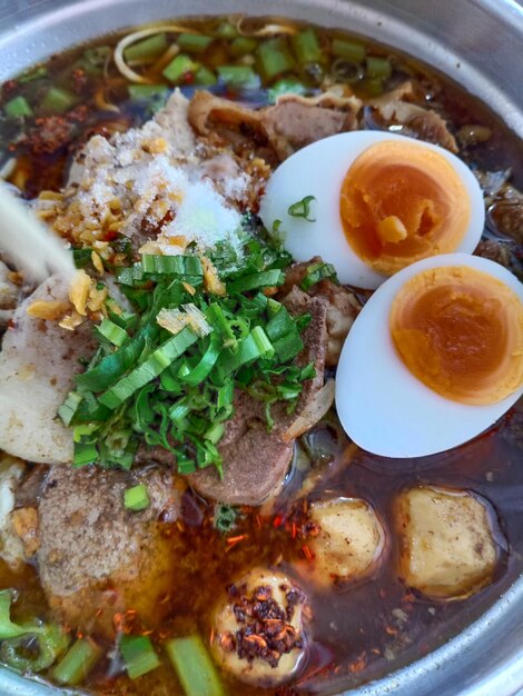 High angle view of breakfast served on table