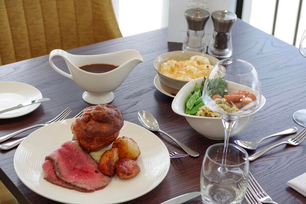 High angle view of breakfast served on table