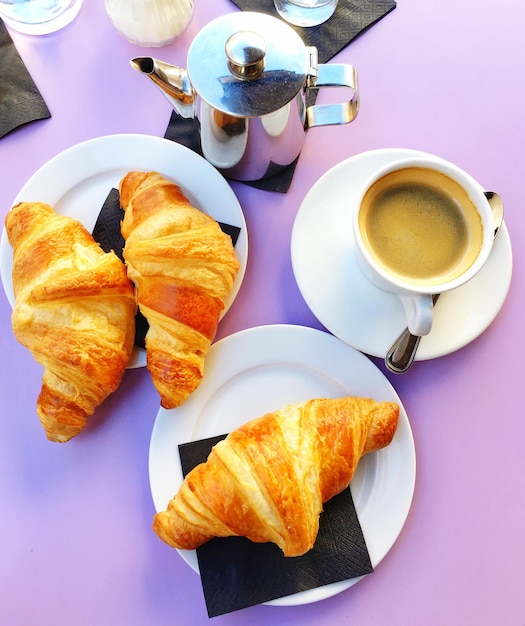 High angle view of breakfast served on table