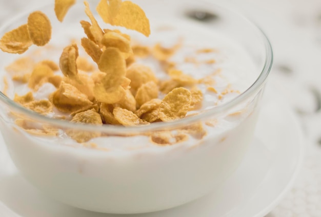 High angle view of breakfast served on table