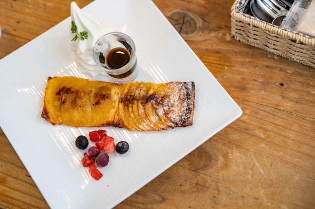 High angle view of breakfast served on table