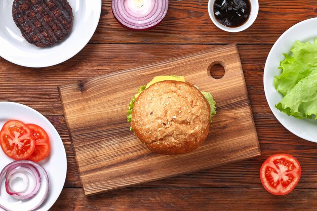 High angle view of breakfast served on table