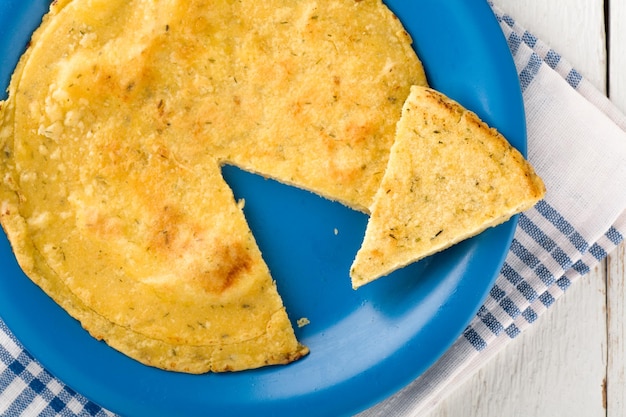 High angle view of breakfast served on table