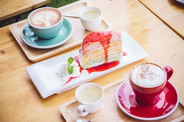 High angle view of breakfast on table