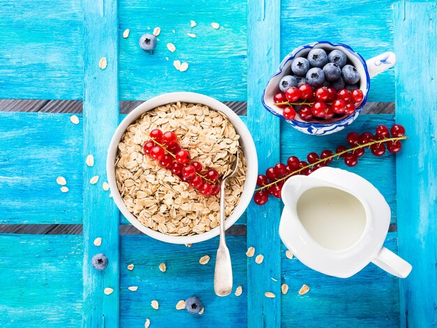 High angle view of breakfast on table