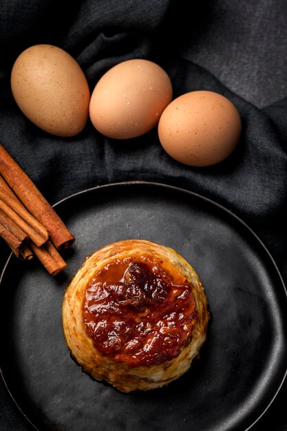 High angle view of breakfast on table