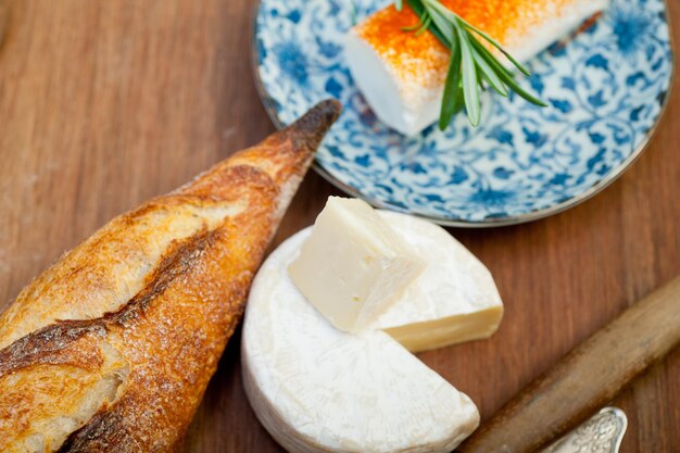 High angle view of breakfast on table