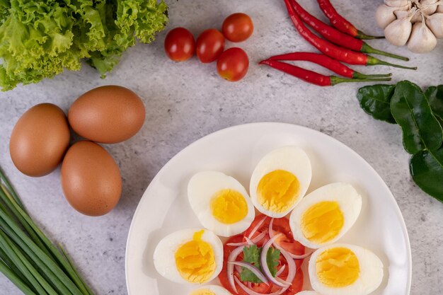 High angle view of breakfast on table