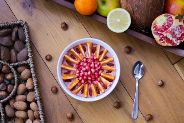 Photo high angle view of breakfast on table