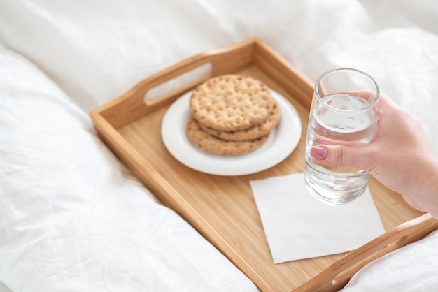 High angle view of breakfast on table