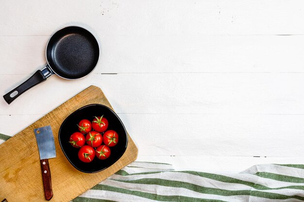 High angle view of breakfast on table