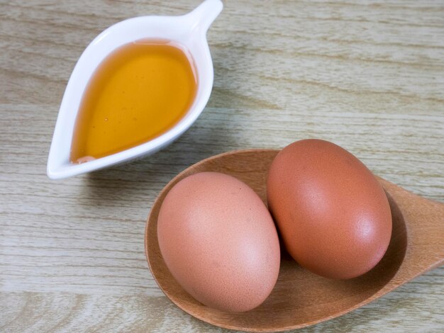 High angle view of breakfast on table