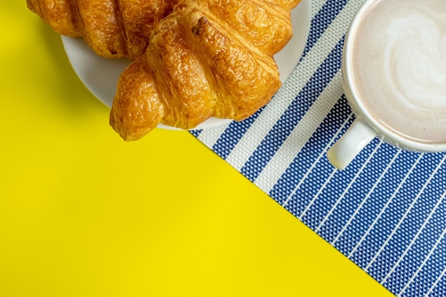 High angle view of breakfast on table