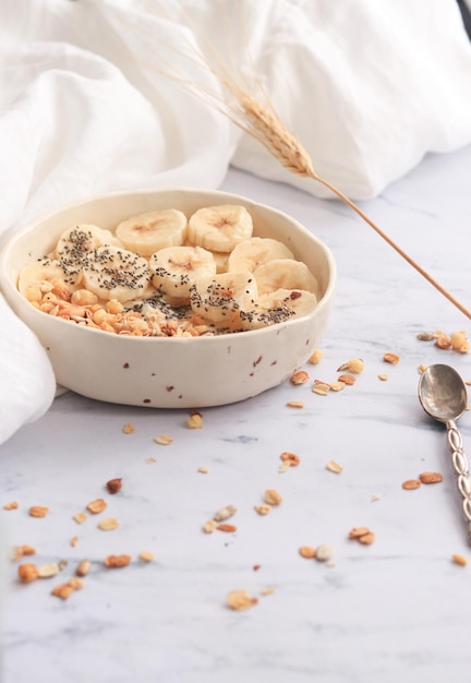 High angle view of breakfast on table