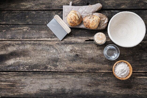 High angle view of breakfast on table